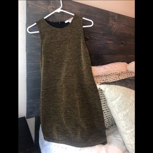 Green and black shift dress